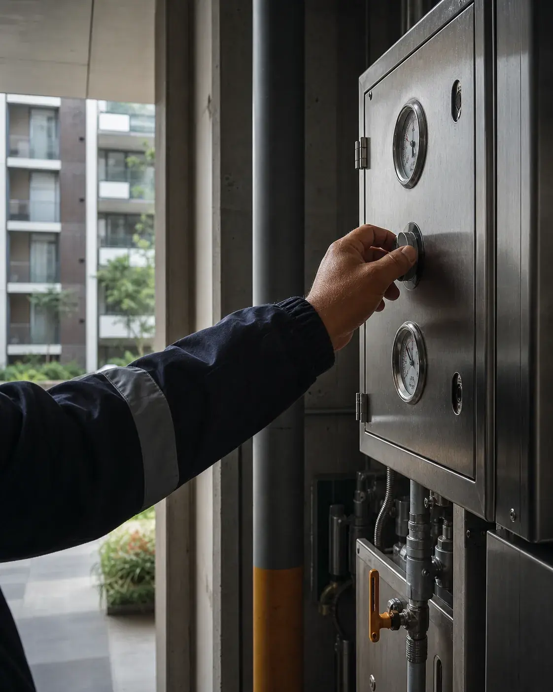 Revisión de equipos y áreas comunes de un edificio